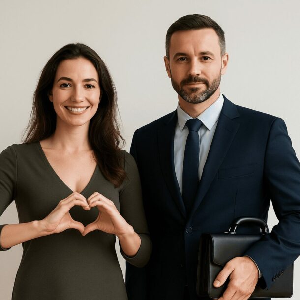 homme et femme au travail mimant l'amour